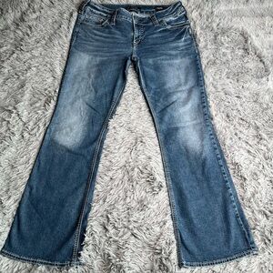 Silver Jeans Womens 33 Suki Mid Boot Bootcut Mid Rise Whiskered Denim Plus